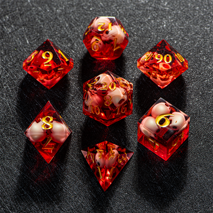 D&D Sharp Edge Skull Head Dice Set Red