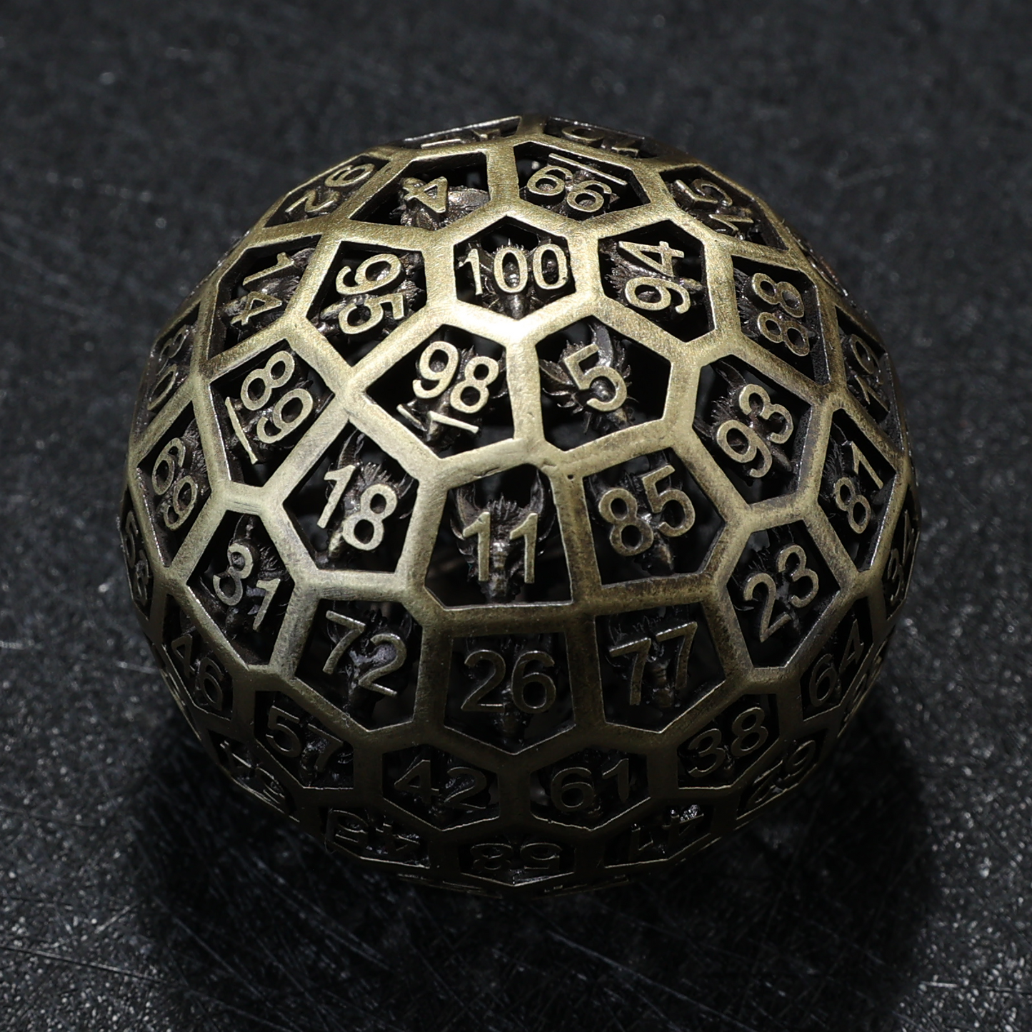 D&D Hollowed Metal Dice Set Large D100 Copper