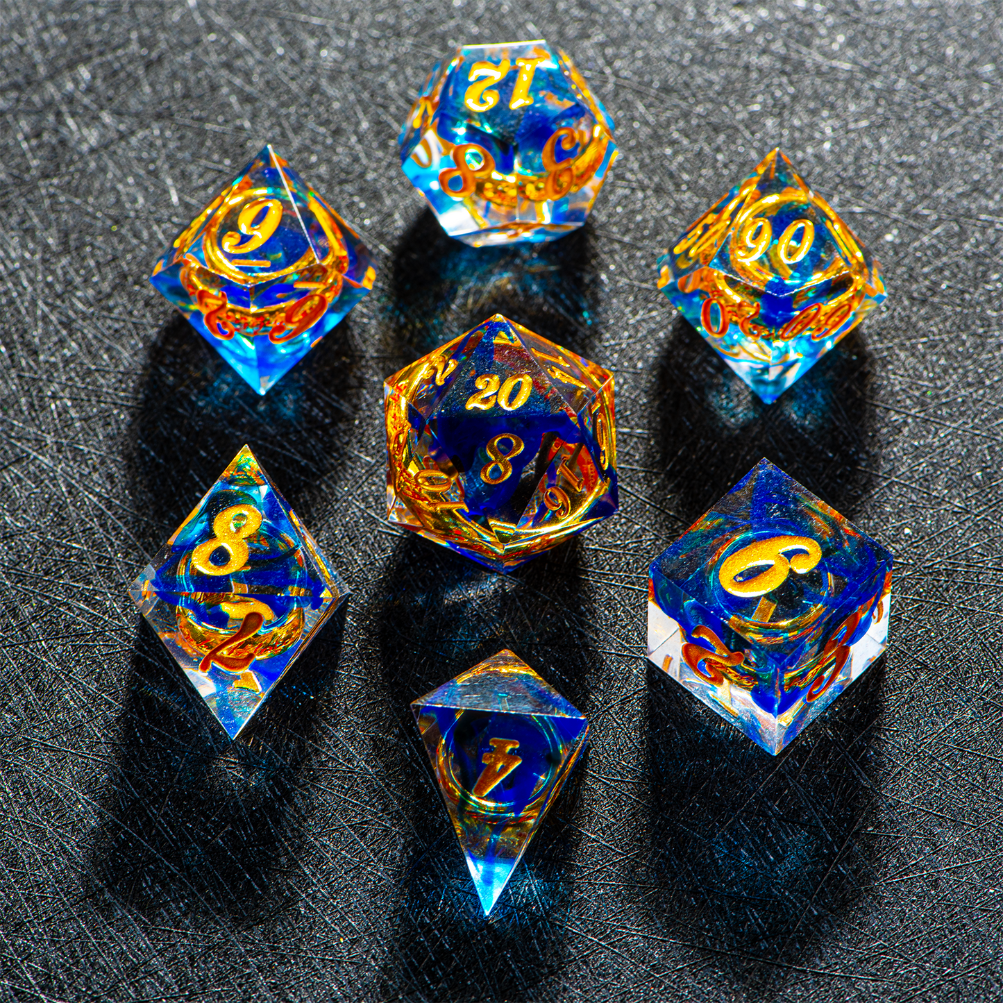 D&D Sharp Edge Inner Ring Dice Set Blue