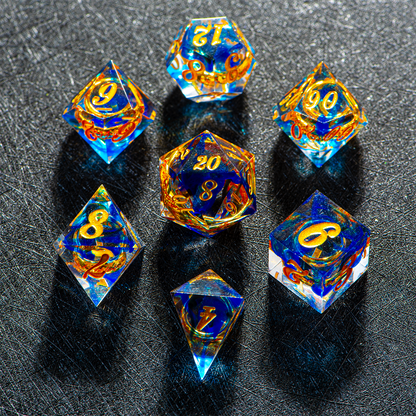 D&D Sharp Edge Inner Ring Dice Set Blue