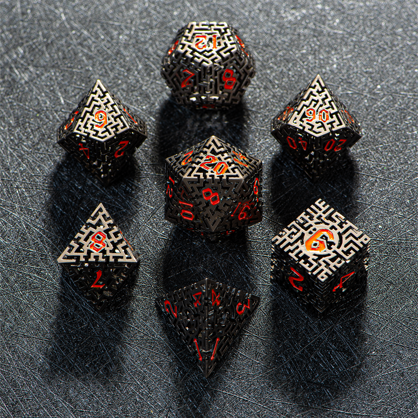 D&D Hollowed Metal Dice Set Alchemy Core Black