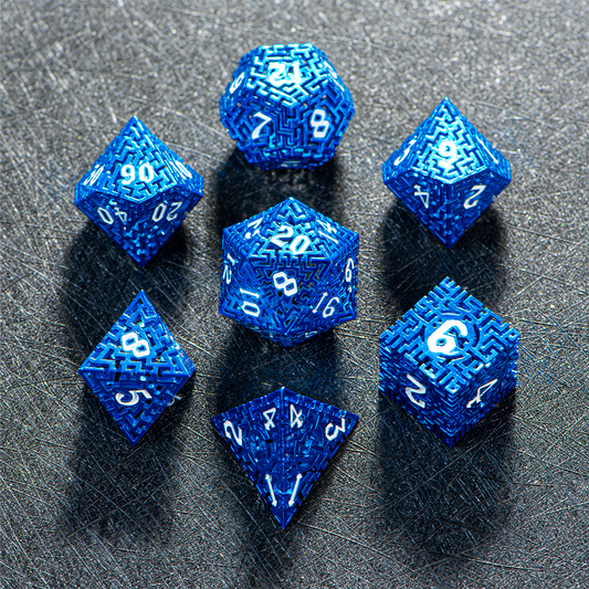 D&D Hollowed Metal Dice Set Alchemy Core Blue