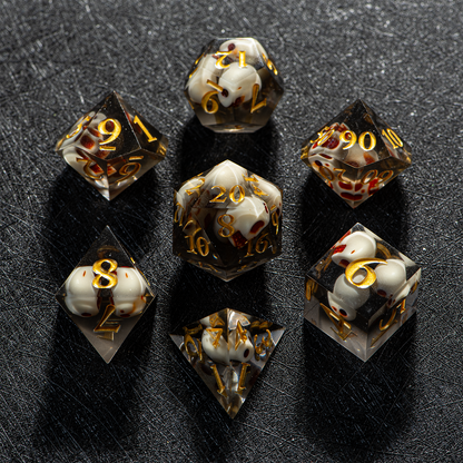 D&D Sharp Edge Skull Head Dice Set Black