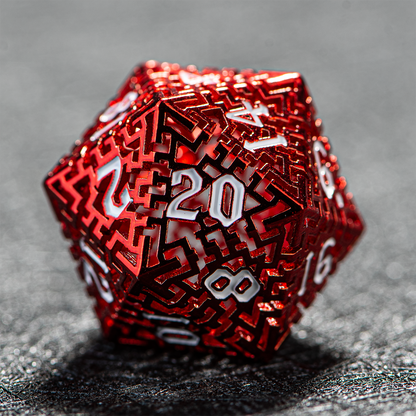 D&D Hollowed Metal Dice Set Alchemy Core Red