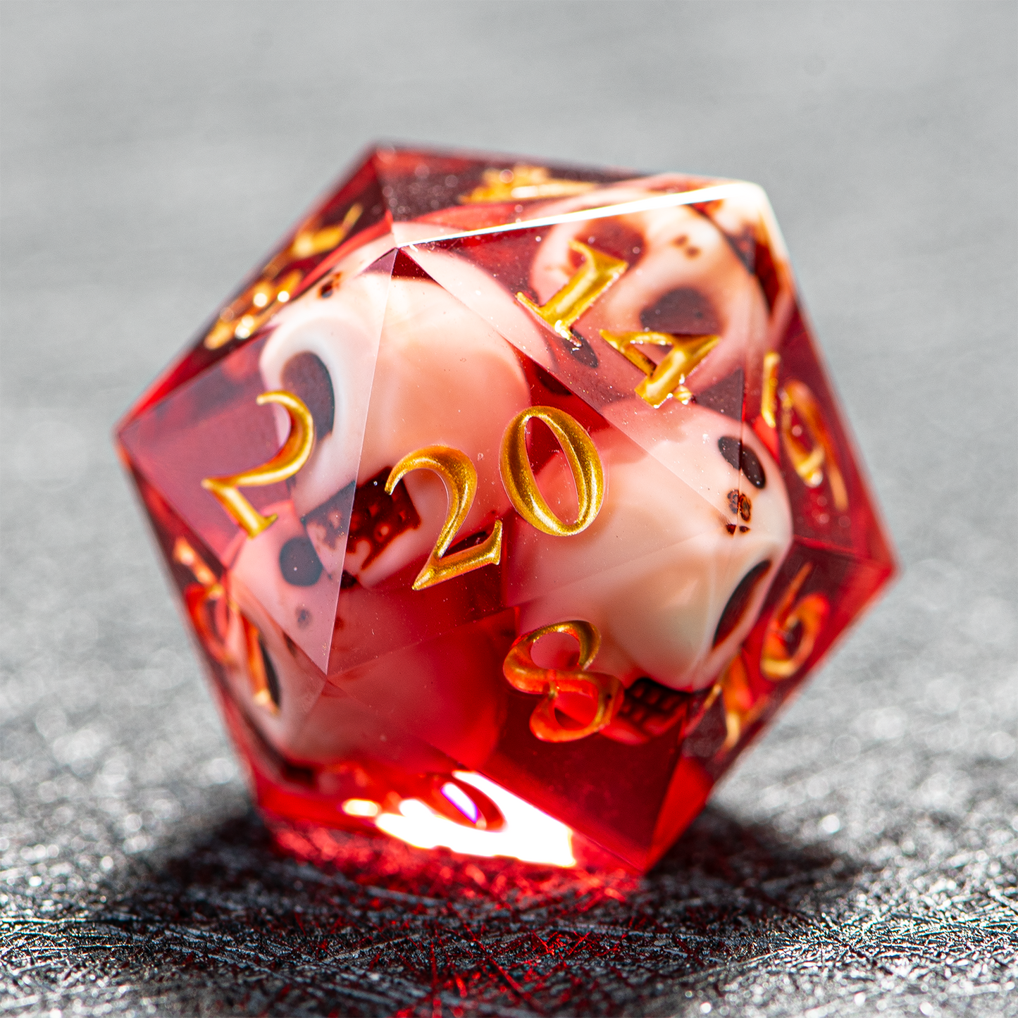 D&D Sharp Edge Skull Head Dice Set Red