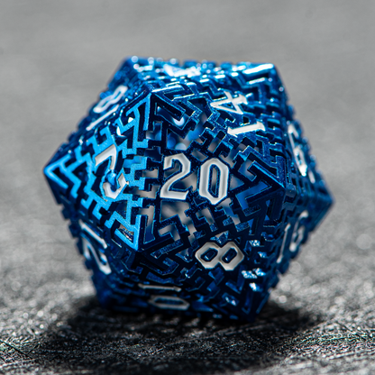 D&D Hollowed Metal Dice Set Alchemy Core Blue