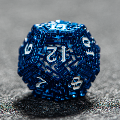D&D Hollowed Metal Dice Set Alchemy Core Blue