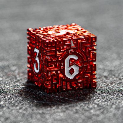 D&D Hollowed Metal Dice Set Alchemy Core Red