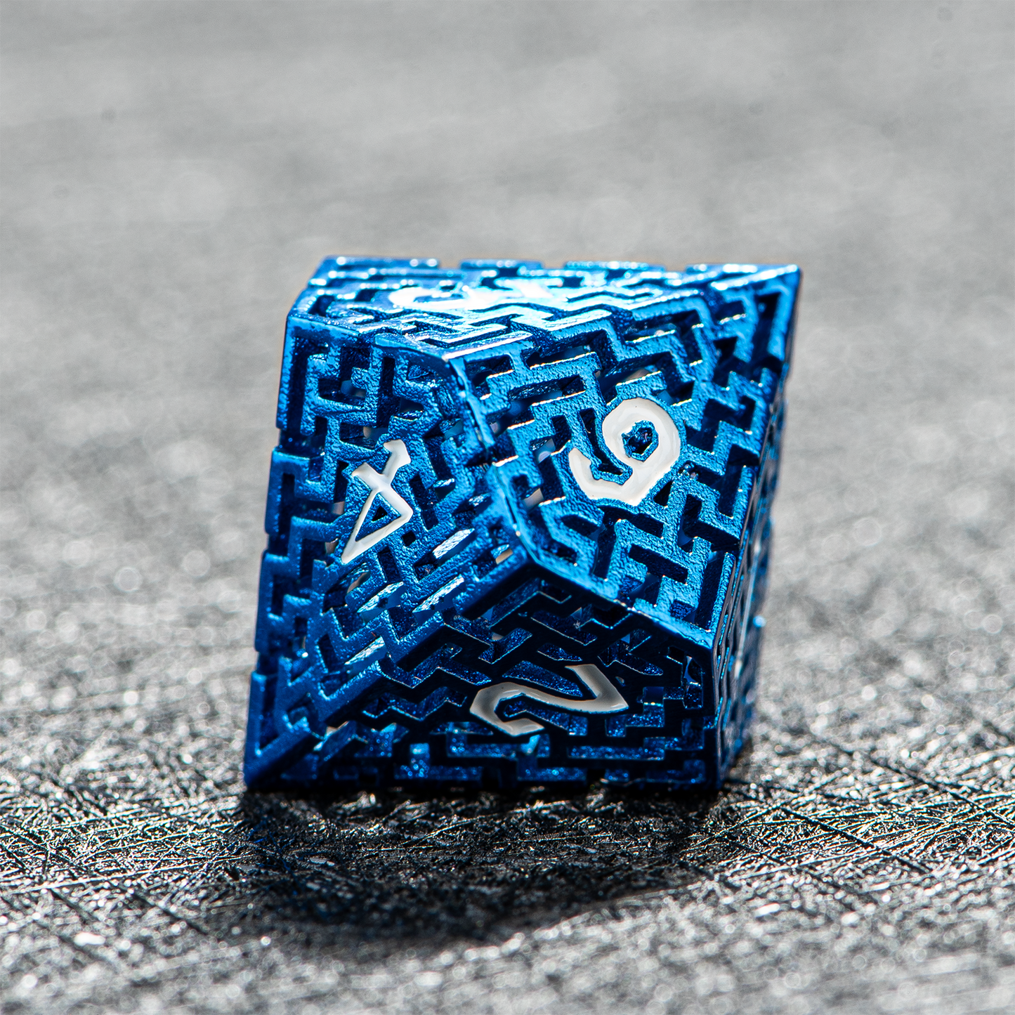 D&D Hollowed Metal Dice Set Alchemy Core Blue