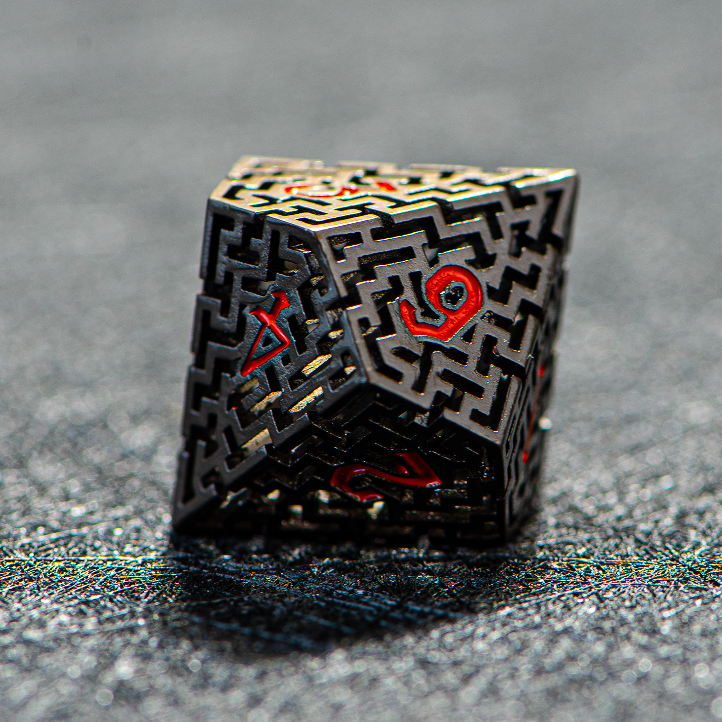 D&D Hollowed Metal Dice Set Alchemy Core Black