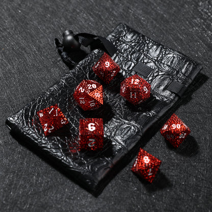 D&D Hollowed Metal Dice Set Alchemy Core Red