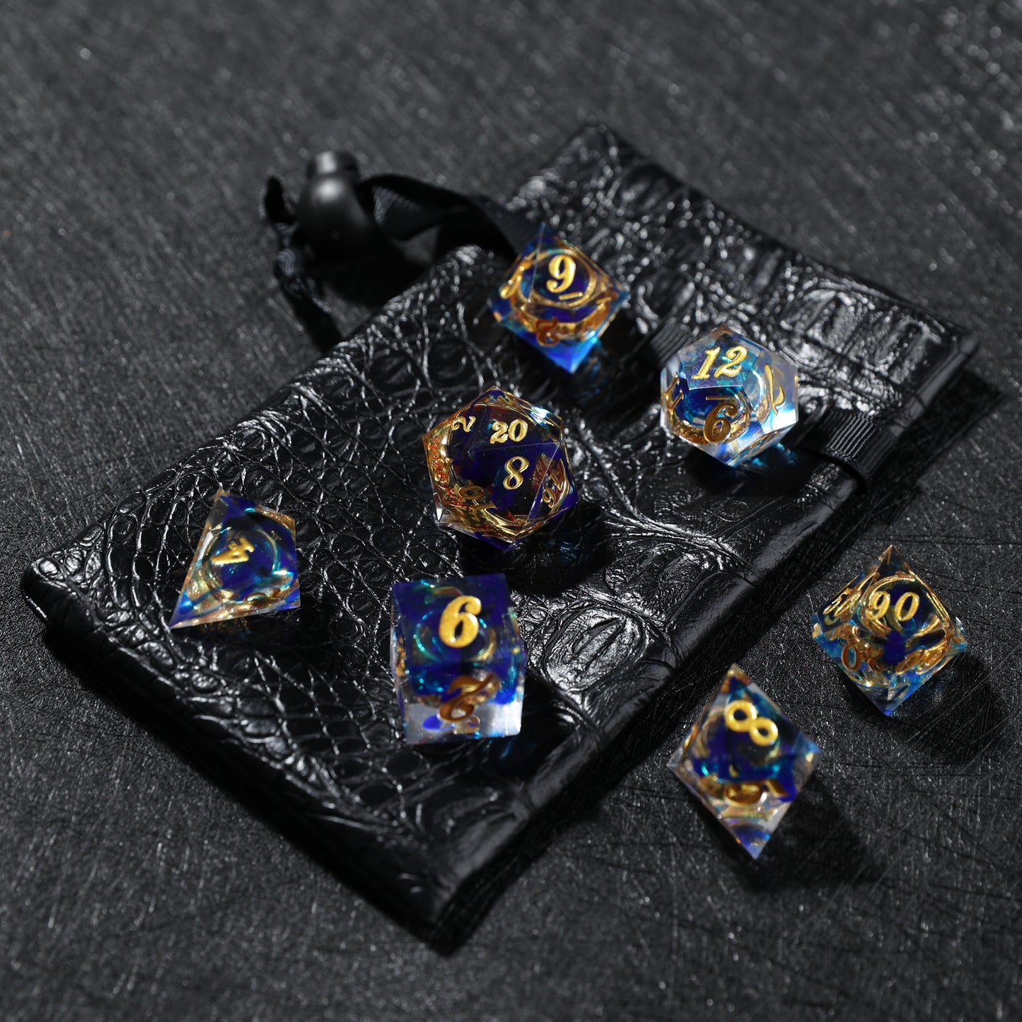 D&D Sharp Edge Inner Ring Dice Set Blue