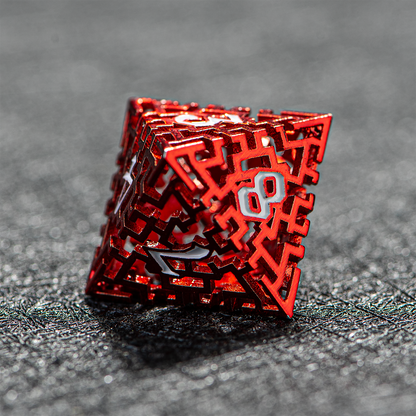 D&D Hollowed Metal Dice Set Alchemy Core Red