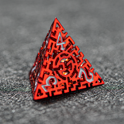 D&D Hollowed Metal Dice Set Alchemy Core Red